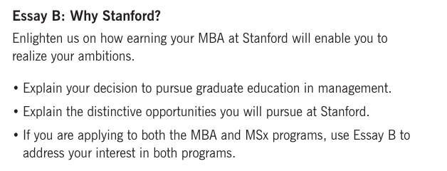 Stanford mba essay what matters most to you and why