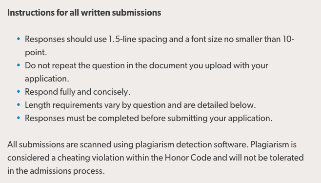 Duke admission essay length