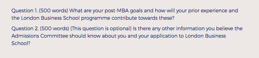 lbs mba essay questions