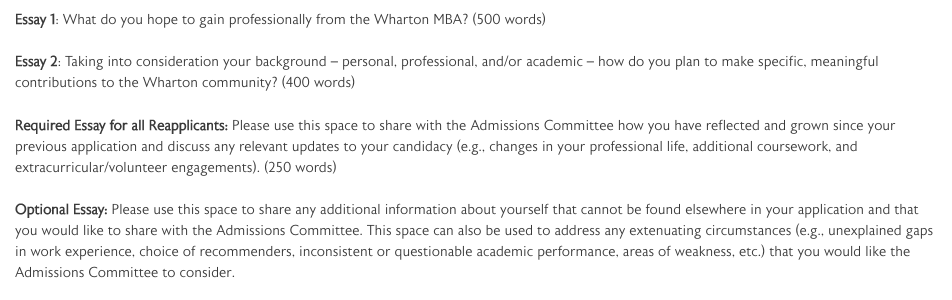 wharton essay prompts