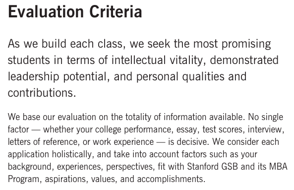 Stanford evaluation criteria