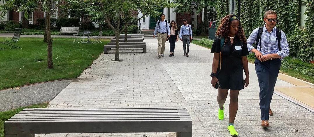 Harvard students in a walk