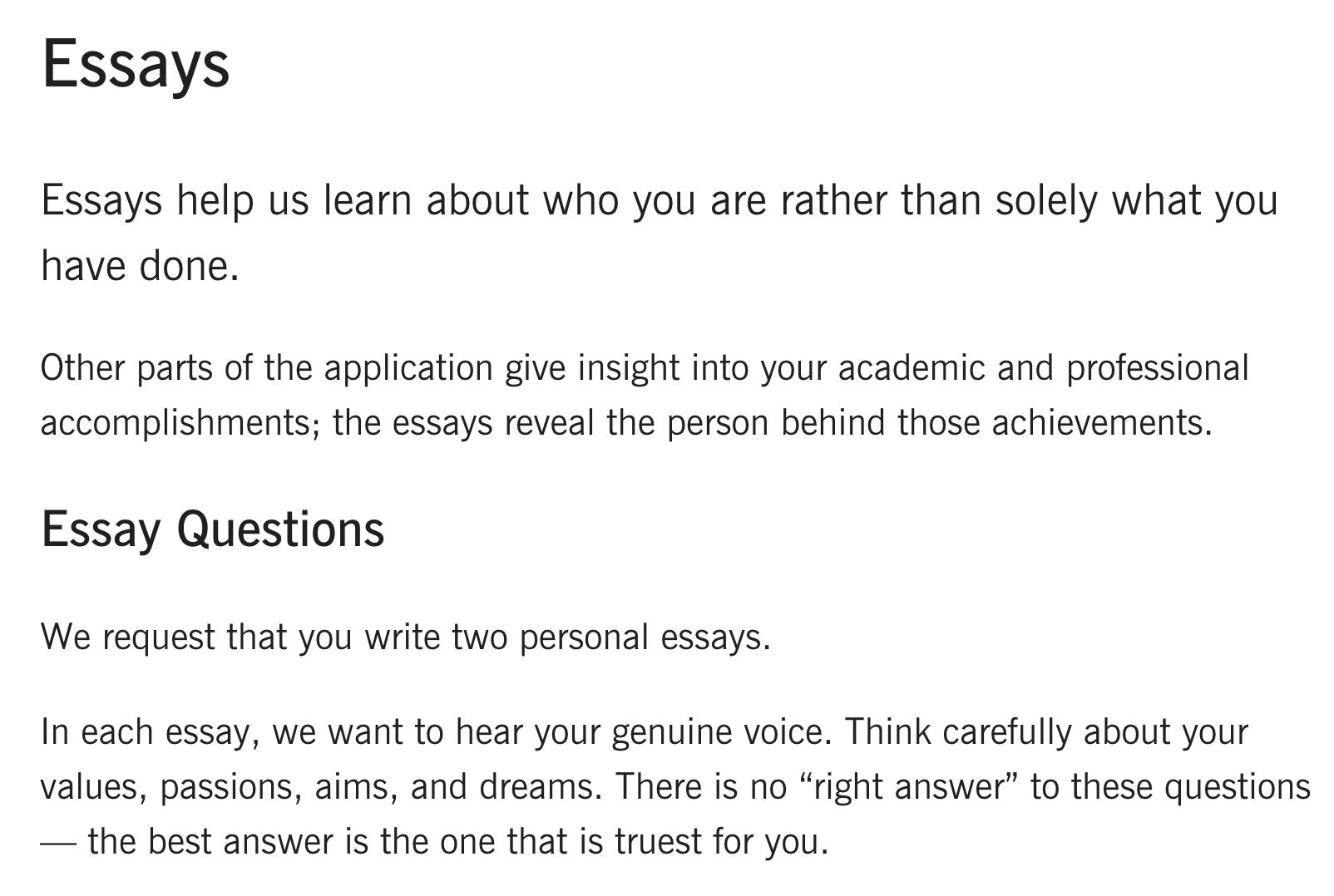 what matters most to you and why stanford sample essay